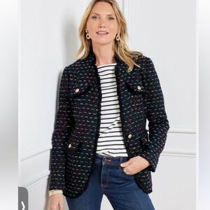 Talbots Navy Multicolor Tweed Blazer